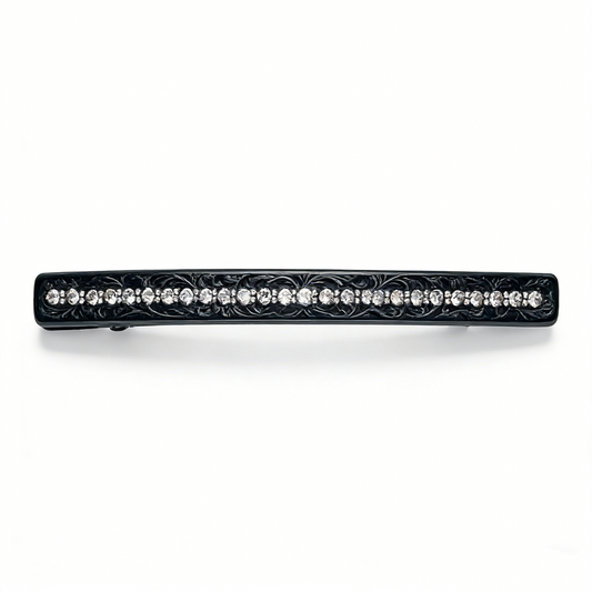 Black Engraved Long Hair Barrette