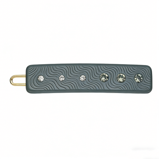 Grey Wavy Texture Crystal Inlaid Hair Clip