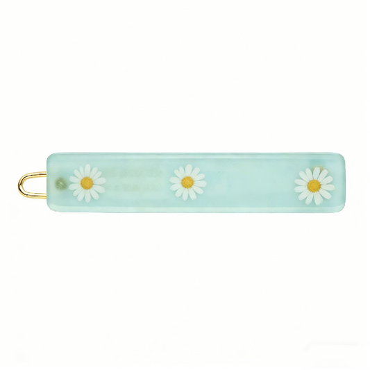 Light Mint Green Daisy Flower Bar Hair Clip