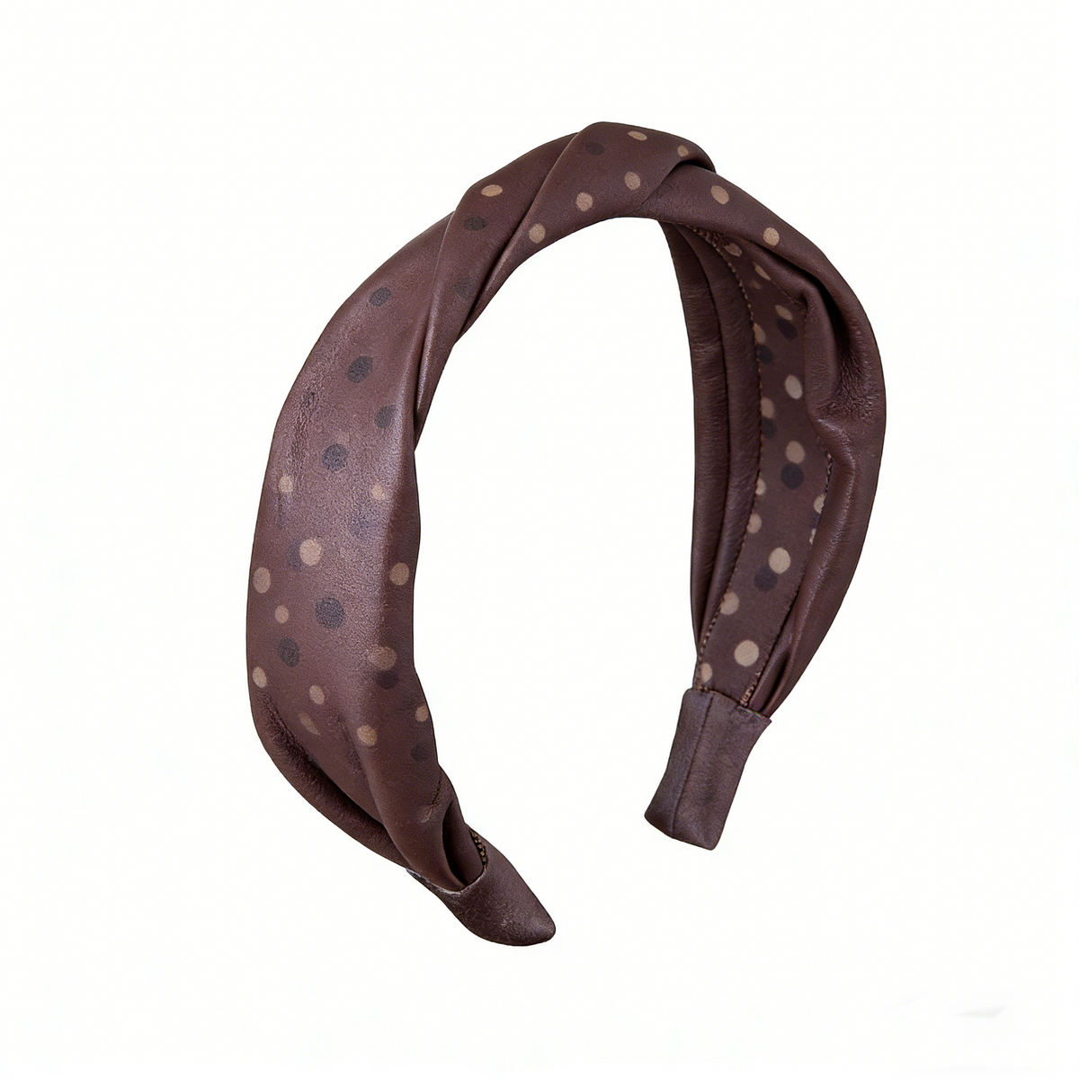 Dark Brown Polka Dot Faux Leather Hair Band
