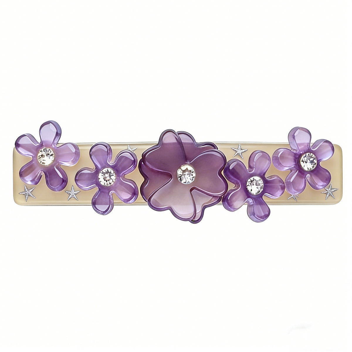 Cream Base Gradient Purple Floral Hair Barrette