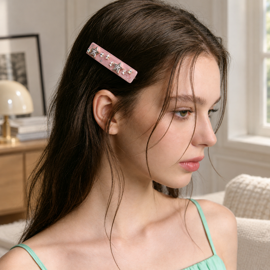Blush Pink Matte Star Hair Barrette