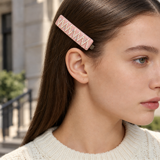 Pink Shell Texture Pearl Wave Hair Barrette