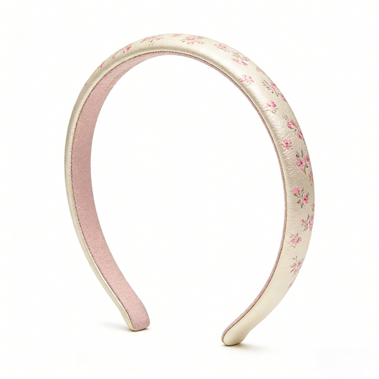 14 MM Champagne Faux Leather Ditsy Hair Band