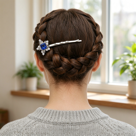 Sapphire Blue Crystal Star Bobby Hair Slide